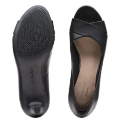 Clarks Alice Fern Black Leather Open-Toe Pump -Fashion Shoe Store 26149494 7