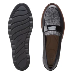 Clarks Sharon Gracie Black Tweed Wedge Loafer -Fashion Shoe Store 26156252 7
