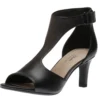 Clarks Alice Flame Black Leather Heeled Sandal
