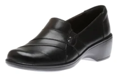 Clarks May Marigold Black Leather Slip-On Dress Loafer
