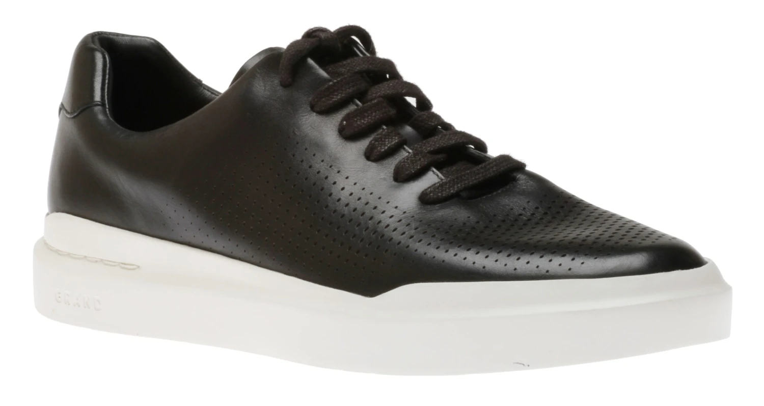 Cole Haan GrandPrø Rally Laser Cut Black Leather Lace-Up Sneaker
