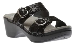 Dansko Sophie Black Drizzle Suede Leather Slide Sandal
