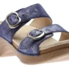 Dansko Sophie Blue Metallic Leather Slide Sandal