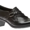 Marietta Mavis Black Leather Slip-On Heel Shoe