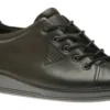 ECCO Soft 2.0 Black Leather Black Sole Lace-Up Sneaker