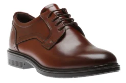 ECCO Lisbon Cognac Brown Leather Lace-Up Plain Toe Dress Shoe