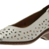 Rashida White Silver Perforated Leather Low Heel Pump
