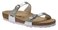 Mephisto Norie Silver Fiori Crystal Embellished Buckle Slide Sandal