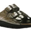 Mephisto Zach Grey Metallic Leather Slide Sandal