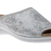 Ladies White Silver Slide Sandal