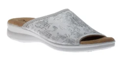 Ladies White Silver Slide Sandal