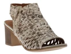 Remonte Astrale Beige Metallic Perforated Leather Chunky Sandal