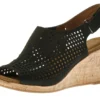 Rockport Briah Black Perforated Nubuck Leather Slingback Wedge Sandal