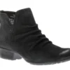 Rockport Gratasha 2 Panel Black Ruched Leather Ankle Boot