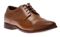 Rockport Saxxen Cognac Brown Leather Wingtip Oxford Dress Shoe