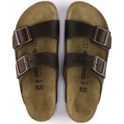 Birkenstock Arizona Hard Footbed Habana Brown Oiled Leather Slide Sandal -Fashion Shoe Store birarizona22c