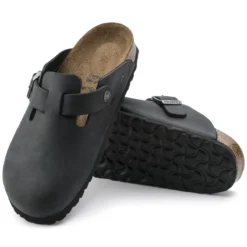 Birkenstock Boston Black Oiled Leather Clog -Fashion Shoe Store birboston21a