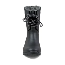 BOGS Amanda Plush Lace-Up Black Women's Insulated Rain Boot -Fashion Shoe Store bogamandapl01c