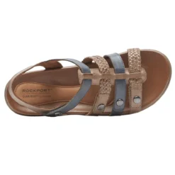 Rubey Khaki / Navy T-Strap Sandal -Fashion Shoe Store ch0075 rubey tstrap new khaki multi 191596679364 t