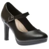 Clarks Ambyr Shine Black Leather Mary Jane Heel Pump