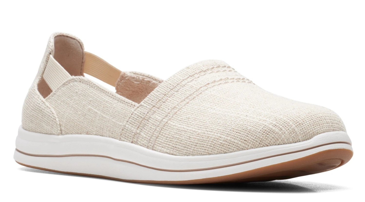 Clarks Breeze Step Beige Canvas Slip-On Sneaker 1 Clarks Breeze Step Beige Canvas Slip-On Sneaker