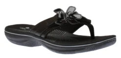Clarks Brinkley Flora Black Patent Thong Sandal