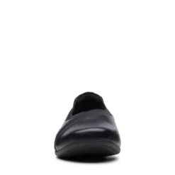Clarks Un Darcey Ease Black Leather Flat -Fashion Shoe Store claundarceye01b