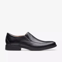 Clarks Whiddon Step Black Leather Dress Loafer -Fashion Shoe Store clawhiddonstep1d