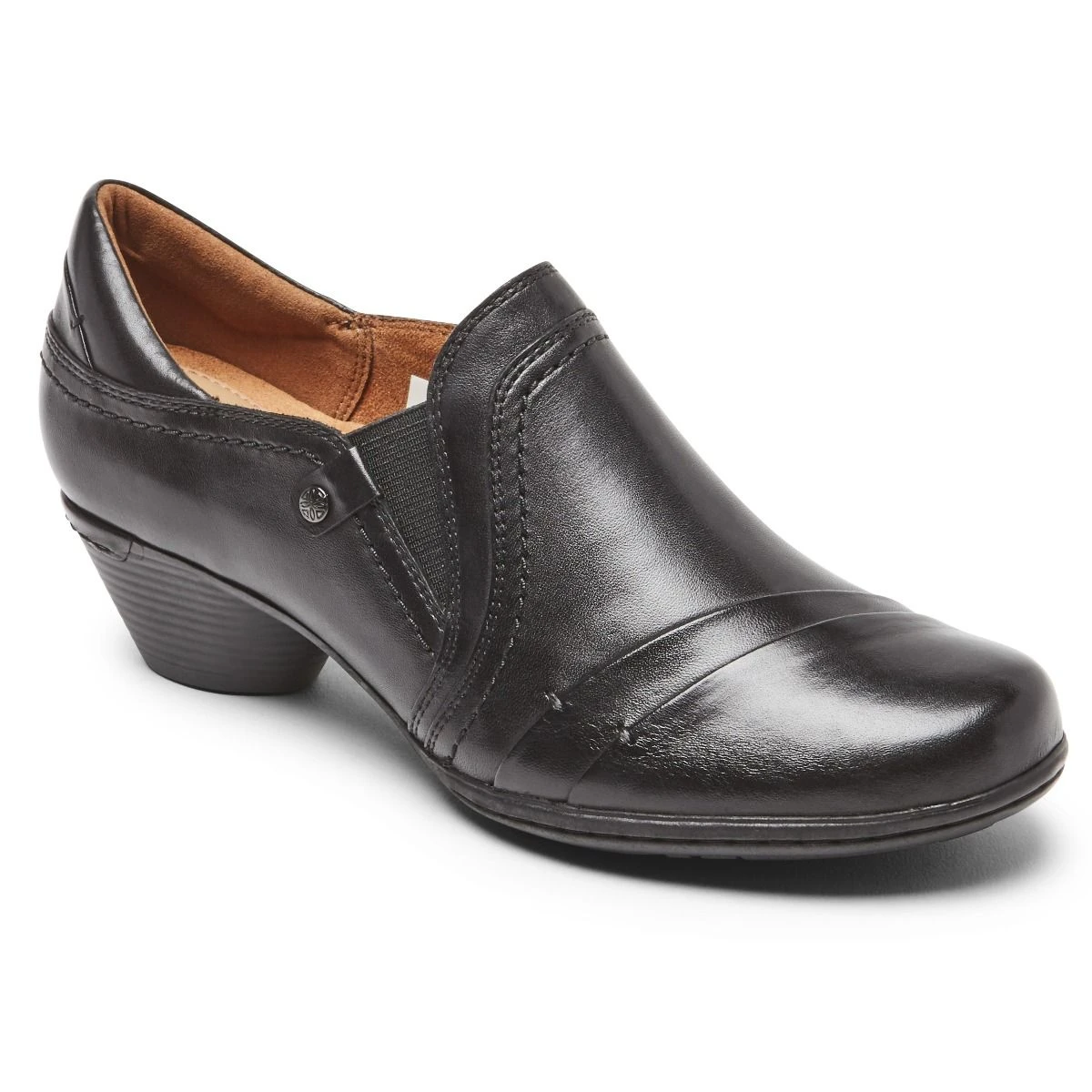 Laurel Slip-On Black Leather Low Heel 1 Laurel Slip-On Black Leather Low Heel