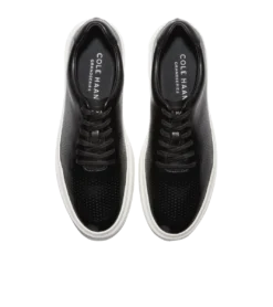 Cole Haan GrandPrø Rally Laser Cut Black Leather Lace-Up Sneaker -Fashion Shoe Store colrally01b