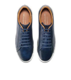 Cole Haan GrandPrø Blue Leather Lace-Up Tennis Sneaker -Fashion Shoe Store coltennis03a