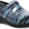 Dansko XP 2.0 Teal Striped Patent Leather Clog