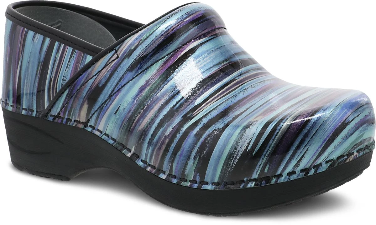 Dansko XP 2.0 Teal Striped Patent Leather Clog 1 Dansko XP 2.0 Teal Striped Patent Leather Clog