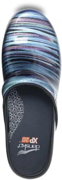 Dansko XP 2.0 Teal Striped Patent Leather Clog 6 Dansko XP 2.0 Teal Striped Patent Leather Clog -Fashion Shoe Store danxp2003b