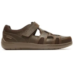 FitSmart Brown Leather Fisherman Sandal -Fashion Shoe Store dunfitsmart02d