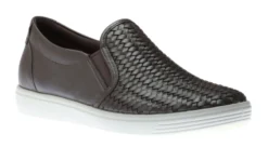 ECCO Soft 7 Woven Gravity Metallic Leather Slip-On Sneaker