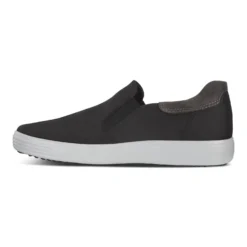 ECCO Men's Soft 7 Black Nubuck Leather Slip-On Sneaker -Fashion Shoe Store ecc47019401a