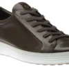 ECCO Men's Soft 7 Titanium Grey Leather Lace-Up Sneaker