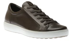 ECCO Men's Soft 7 Titanium Grey Leather Lace-Up Sneaker