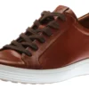 ECCO Men's Soft 7 Cognac Brown Leather Lace-Up Sneaker