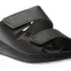 ECCO Men's 2nd Cozmo Black Leather Double Strap Slide Sandal
