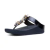Deco Midnight Navy Pearlized Faux Leather Thong Sandal