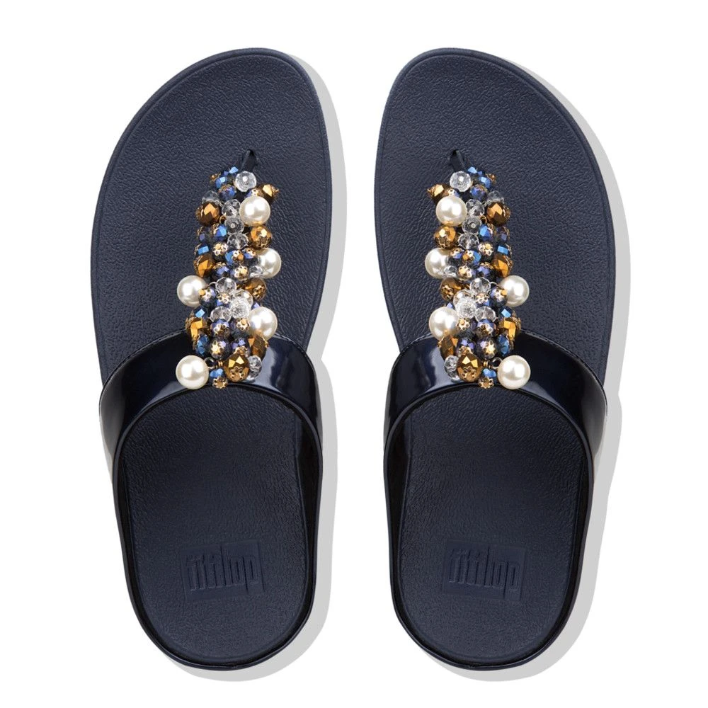 Deco Midnight Navy Pearlized Faux Leather Thong Sandal 2 Deco Midnight Navy Pearlized Faux Leather Thong Sandal - Image 2