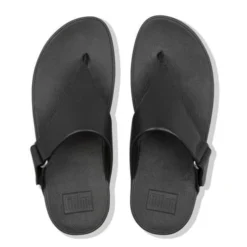 Sarna Black Leather Thong Sandal -Fashion Shoe Store fitsarna01a
