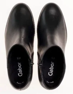 Gabor 54.780.27 Black Leather Wedge Ankle Boot -Fashion Shoe Store gab54 780 27d