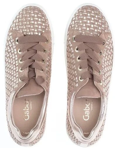 Gabor 66.499.30 Florenz Taupe Gold Metallic Platform Sneaker 3 Gabor 66.499.30 Florenz Taupe Gold Metallic Platform Sneaker - Image 3