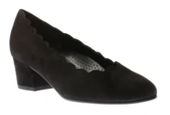 Gabor 92.221.47 Black Suede Leather Scalloped Block Heel