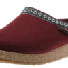 Haflinger Grizzly Franzl Red Wool Felt Patterned Trim Clog