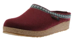 Haflinger Grizzly Franzl Red Wool Felt Patterned Trim Clog