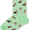 Hotsox Women's Party Beagle Mint Crew Socks